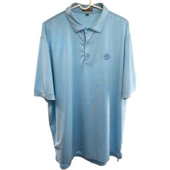 Peter Millar Summer Comfort Golf Polo Blue White Striped River Oaks CC Size XL - Picture 1 of 10